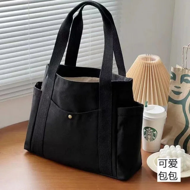 Sacola de letra sólida de grande capacidade, bolsa versátil, bolsa de compras feminina, bolsa de trabalho, classe de estudante, axilas