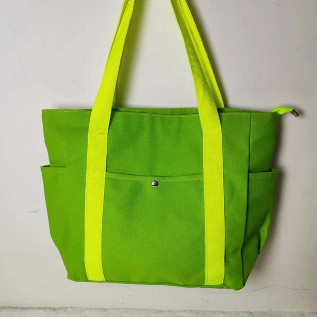 Sacola de letra sólida de grande capacidade, bolsa versátil, bolsa de compras feminina, bolsa de trabalho, classe de estudante, axilas