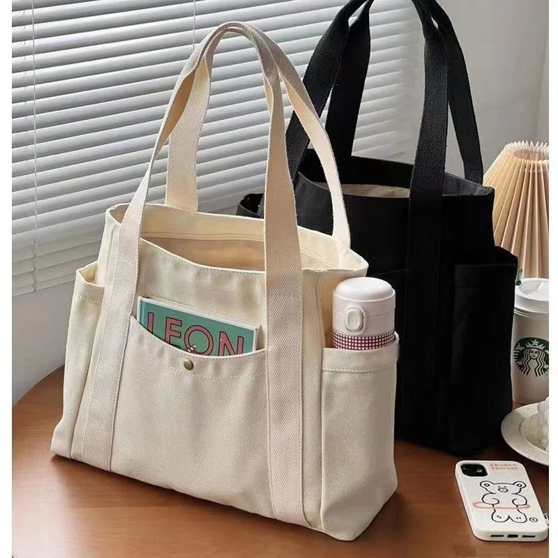 Sacola de letra sólida de grande capacidade, bolsa versátil, bolsa de compras feminina, bolsa de trabalho, classe de estudante, axilas